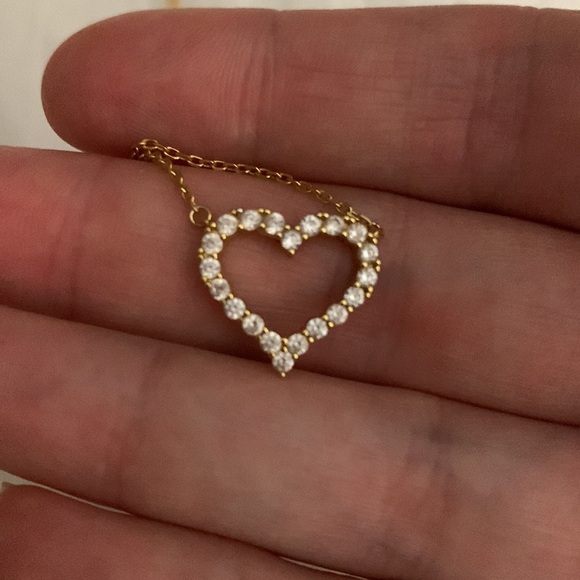 Gold plated Sterling silver 18kt gold plated CZ heart necklace NWOT - Picture 6 of 6